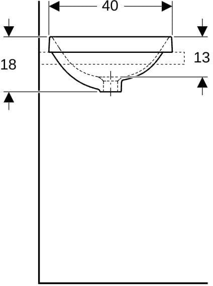 Geberit VariForm Einbauwaschtisch rund 40 cm weiß ohne Hahnloch mit Überlauf