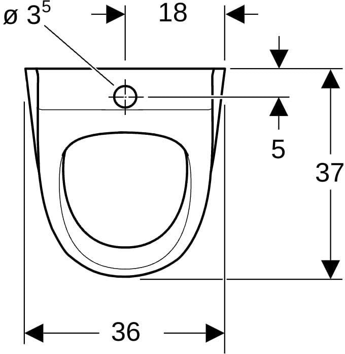 Geberit Renova Urinal weiß – Zulauf oben, Abgang hinten/unten, 1 Liter Spülung