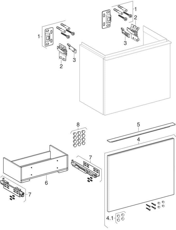 Geberit iCon Unterschrank für Handwaschbecken, 1 Schublade, 52 cm, weiß hochglänzend