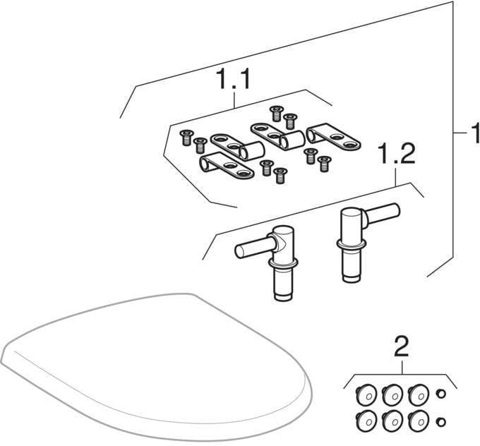 Geberit Mango WC-Sitz weiß mit Deckel und verchromten Scharnieren – Duroplast, 155 mm Befestigungsabstand