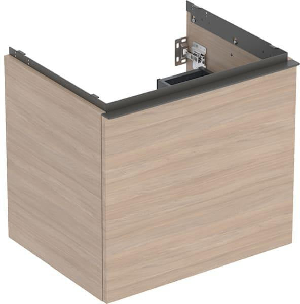 Geberit Acanto Waschtischunterschrank 60 cm – 1 Schublade, 1 Innenschublade, weiß hochglänzend/Glas