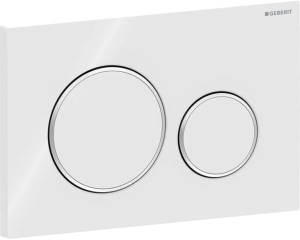 Geberit Sigma20 Betätigungsplatte, rund, 2-Mengen-Spülung, weiß glänzend / chrom glänzend