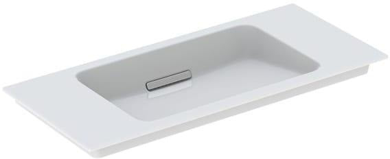 Geberit ONE Möbelwaschtisch 90x40 cm CleanDrain KeraTect mit chrom gebürsteter Blende