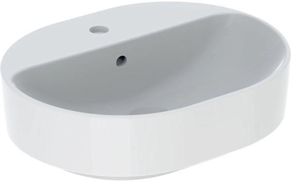 Geberit VariForm Aufsatzwaschtisch elliptisch 50x40 cm mit Hahnloch und KeraTect in Weiß