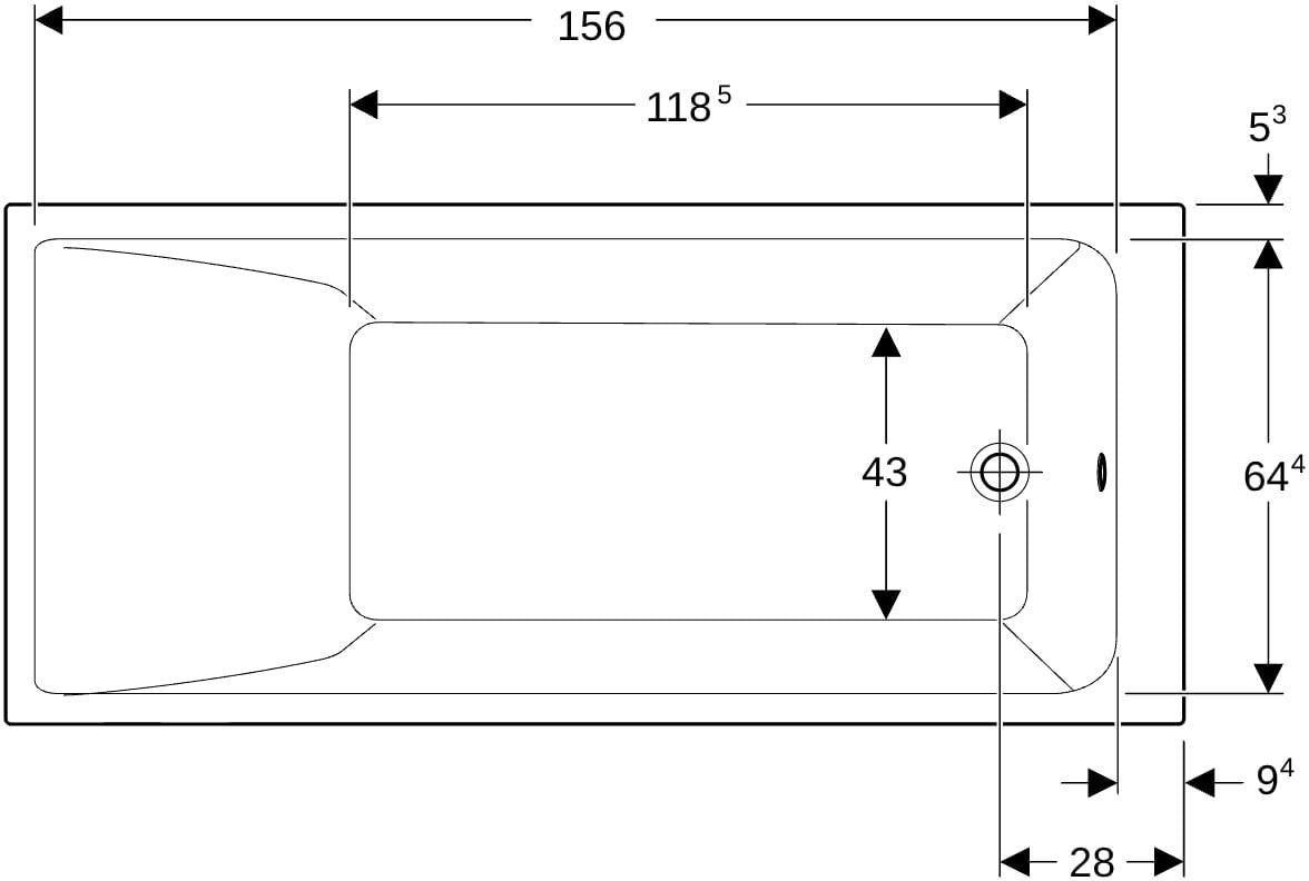 GEBERIT Renova Plan Rechteckbadewanne 170x75x42 cm weiß, Sanitäracryl, 1-Sitzer