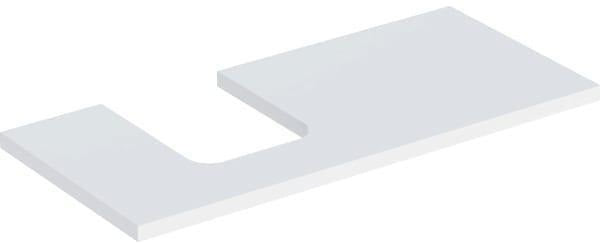 GEBERIT ONE Waschtischplatte 90 cm mit Ausschnitt links, weiß hochglänzend, für Aufsatzwaschtisch Schalenform