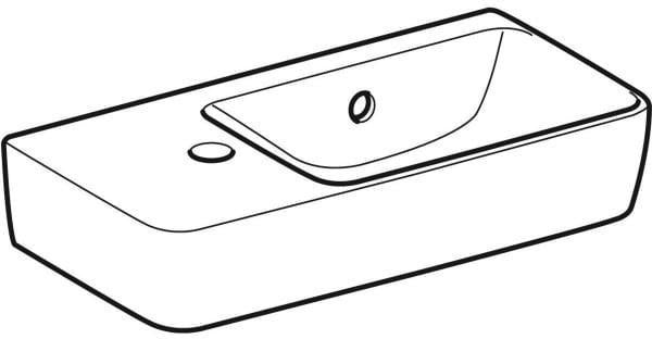 GEBERIT Renova Compact Handwaschbecken 50x25 cm, Hahnloch links, mit Überlauf, weiß