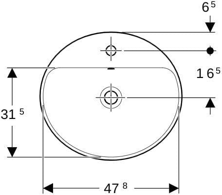 Geberit VariForm Einbauwaschtisch oval 50x45 cm mit Hahnlochbank und Überlauf, weiß
