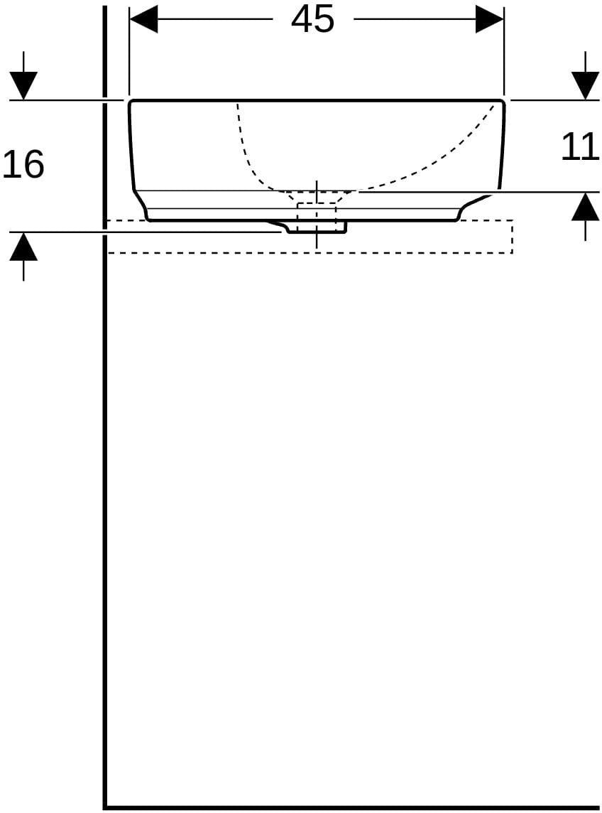 Geberit VariForm Aufsatzwaschtisch elliptisch 60x45 cm mit Hahnloch und KeraTect in Weiß