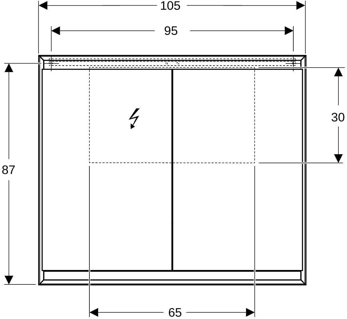 Geberit ONE Spiegelschrank mit ComfortLight, 2 Türen, 75x90x15cm, weiß