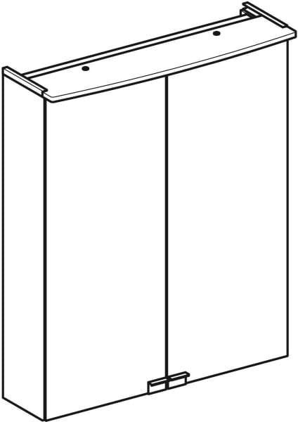 GEBERIT Option Basic Spiegelschrank mit LED-Beleuchtung, 2 Türen, 56 cm, weiß