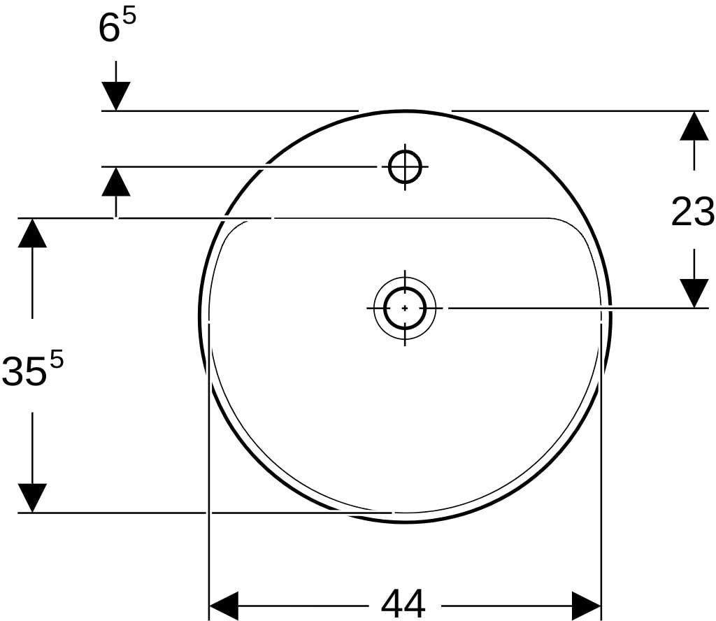 Geberit VariForm Einbauwaschtisch rund 48 cm mit Hahnlochbank, KeraTect weiß