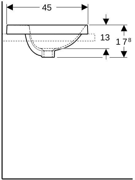 Geberit VariForm Einbauwaschtisch 55x45cm rechteckig mit Hahnlochbank in Weiß