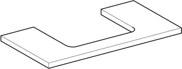 Geberit ONE Waschtischplatte 75x3x47 cm weiß hochglänzend mit mittigem Ausschnitt für Aufsatzwaschtisch