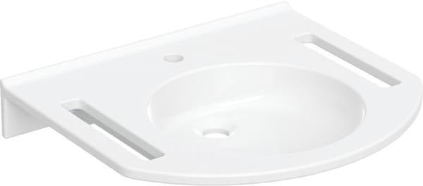 GEBERIT Publica Waschtisch 60x55 cm barrierefrei mit Hahnloch und Aufkantung, weiß matt