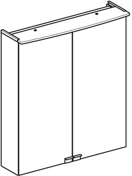 GEBERIT Option Basic Spiegelschrank mit LED-Beleuchtung, 2 Türen, 56 cm, weiß