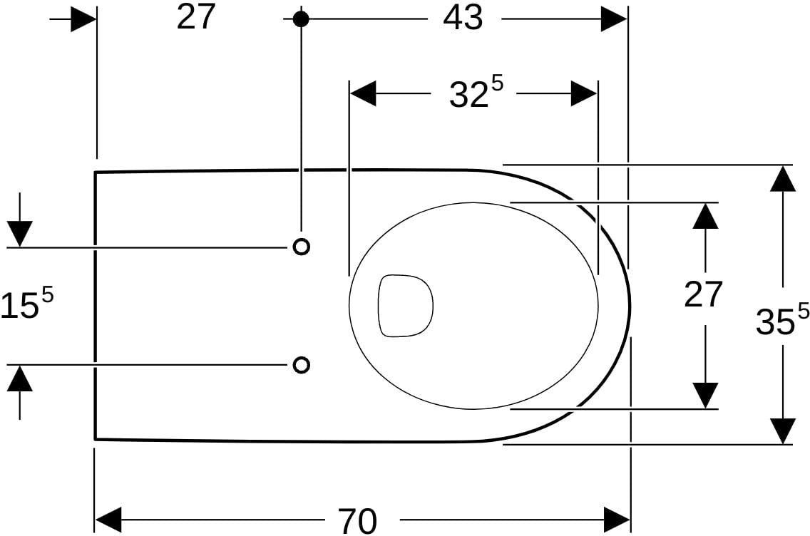 Geberit Renova Comfort Wand-WC Tiefspüler 70 cm barrierefrei weiß mit Spülrand