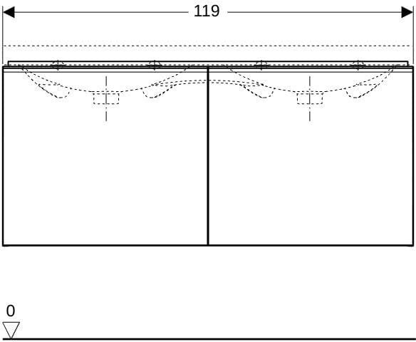 Geberit Acanto Unterschrank für Doppelwaschtisch – 2 Schubladen, 119 cm, Weiß Hochglanz
