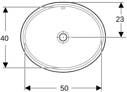Geberit VariForm Unterbauwaschtisch oval 56x46 cm, ohne Hahnloch, mit Überlauf, weiß