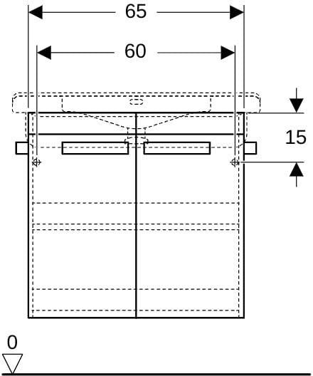 Geberit Renova Comfort Waschtischunterschrank 65 cm, 2 Türen, weiß matt, wandhängend