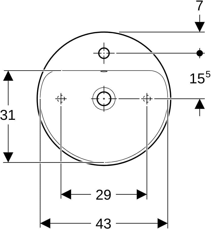 Geberit VariForm Aufsatzwaschtisch rund 45 cm mit Hahnloch und Überlauf, weiß KeraTect