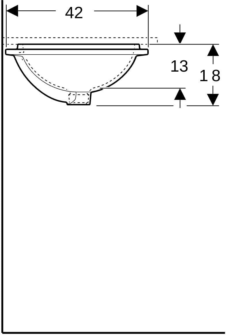 Geberit VariForm Unterbauwaschtisch oval 49,5 cm weiß KeraTect ohne Hahnloch