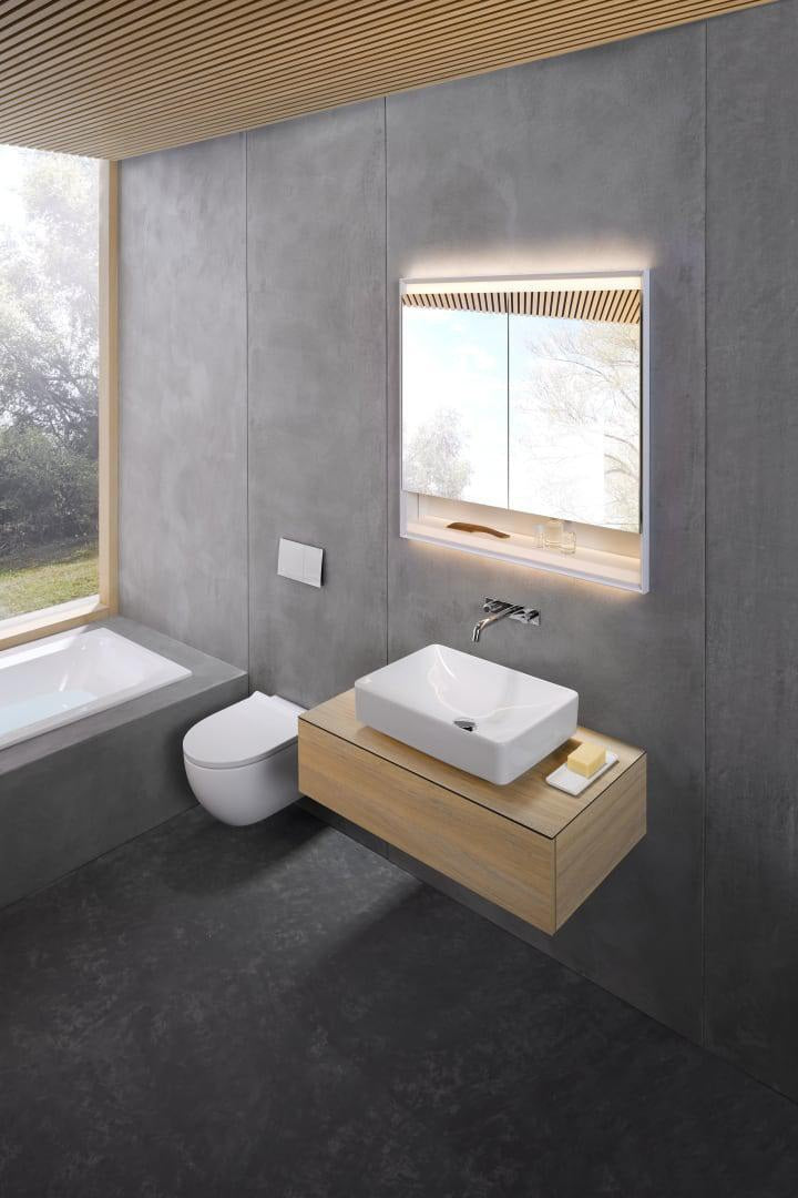 Geberit VariForm Aufsatz-Waschtisch 55x40 cm, weiß, KeraTect, ohne Hahnloch