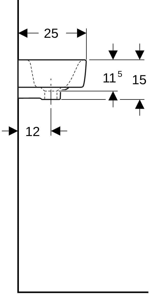 Geberit Renova Compact Handwaschbecken 40x25 cm, Hahnloch rechts, mit Überlauf, weiß