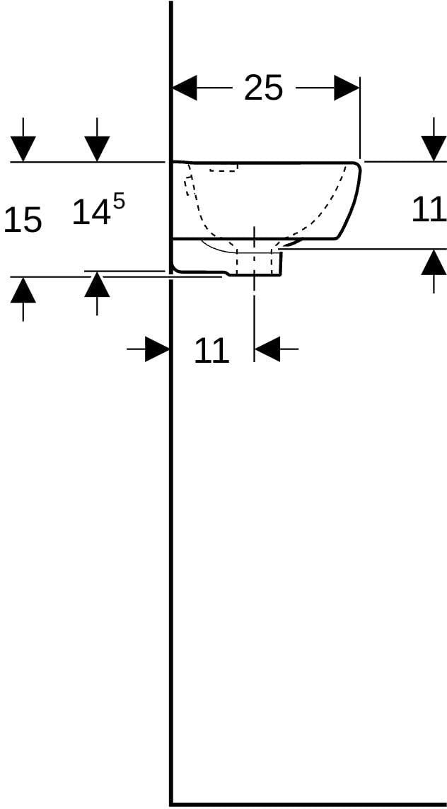 Geberit Renova Compact Handwaschbecken 45x25 cm, weiß, mit Überlauf und Ablagefläche links