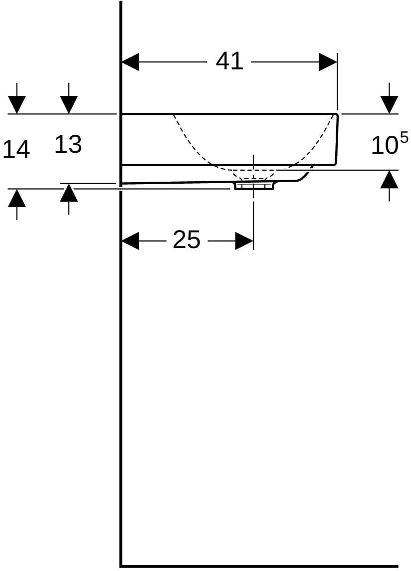 Geberit ONE Waschtisch 60x48 cm mit Hahnloch, ohne Überlauf, weiß, KeraTect