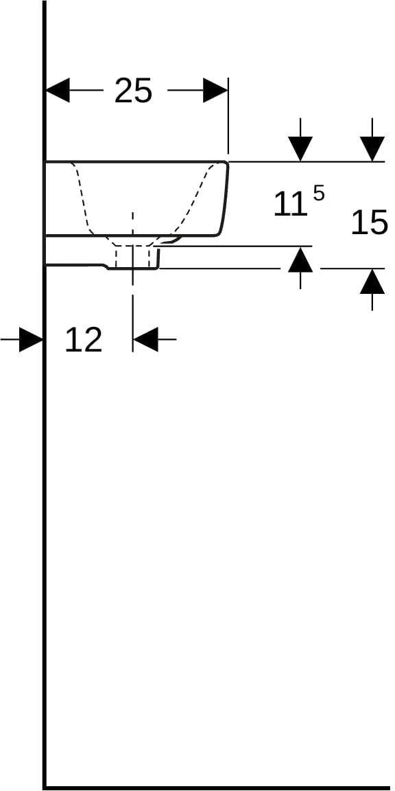 Geberit Renova Compact Handwaschbecken 50x25 cm, Hahnloch rechts, mit Überlauf, weiß