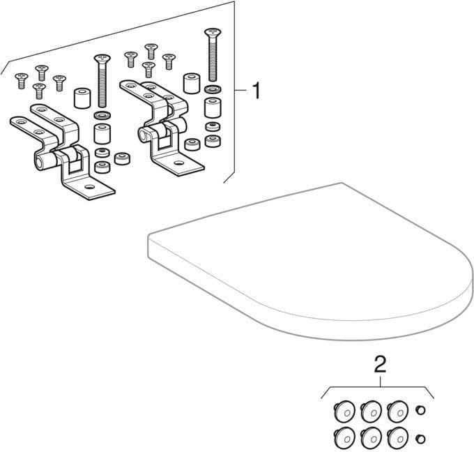 Geberit Courreges WC-Sitz Weiß mit verchromten Scharnieren – Duroplast, 155 mm Befestigungsabstand