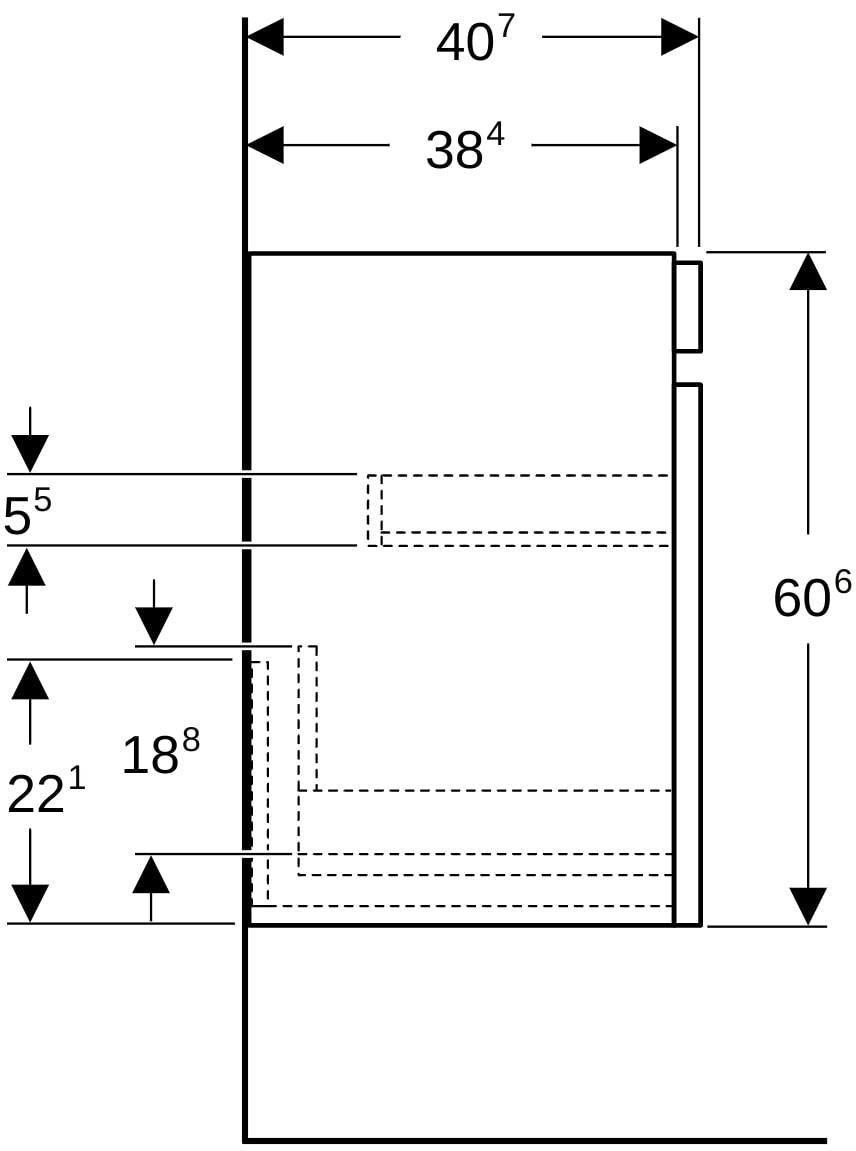 Geberit Renova Plan Waschtischunterschrank Nussbaum hickory hell mit Schublade & Innenschublade
