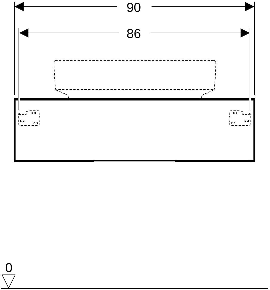 Geberit VariForm Waschtischunterbau 90 cm lava matt, 1 Schublade, Push-to-open, wandhängend
