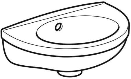 Geberit Handwaschbecken FIDELIO 370x250mm mit Überlauf ohne Hahnloch weiß