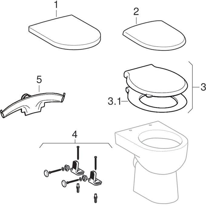 GEBERIT Renova Stand-WC Flachspüler, weiß KeraTect, Abgang horizontal