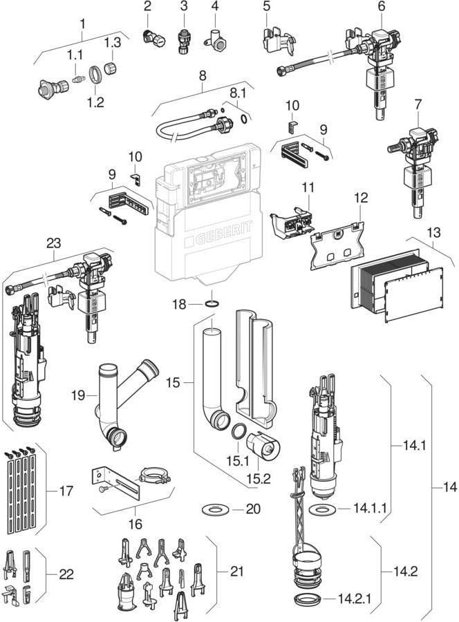 Geberit Duofix Element für Wand-WC 112 cm mit Sigma UP-Spülkasten 12 cm – 12 Stück