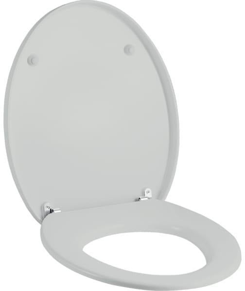 Geberit Cleo WC-Sitz Weiß mit verchromten Scharnieren – Duroplast, Montage von oben