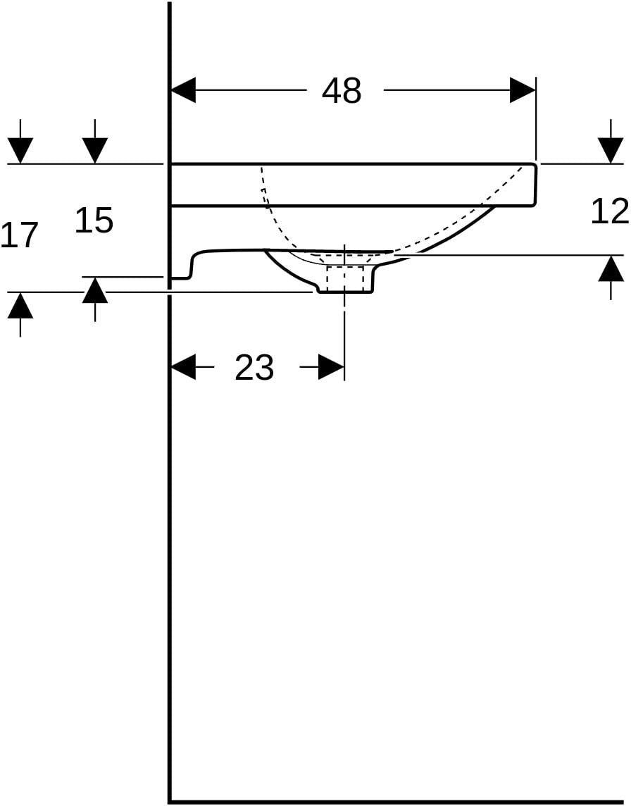 Geberit Acanto Waschtisch 60x48 cm mit Hahnloch und Überlauf in Weiß