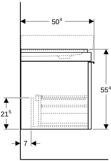 Geberit Citterio Unterschrank für Waschtisch, 73,4 cm, 1 Schublade, Eiche graubraun