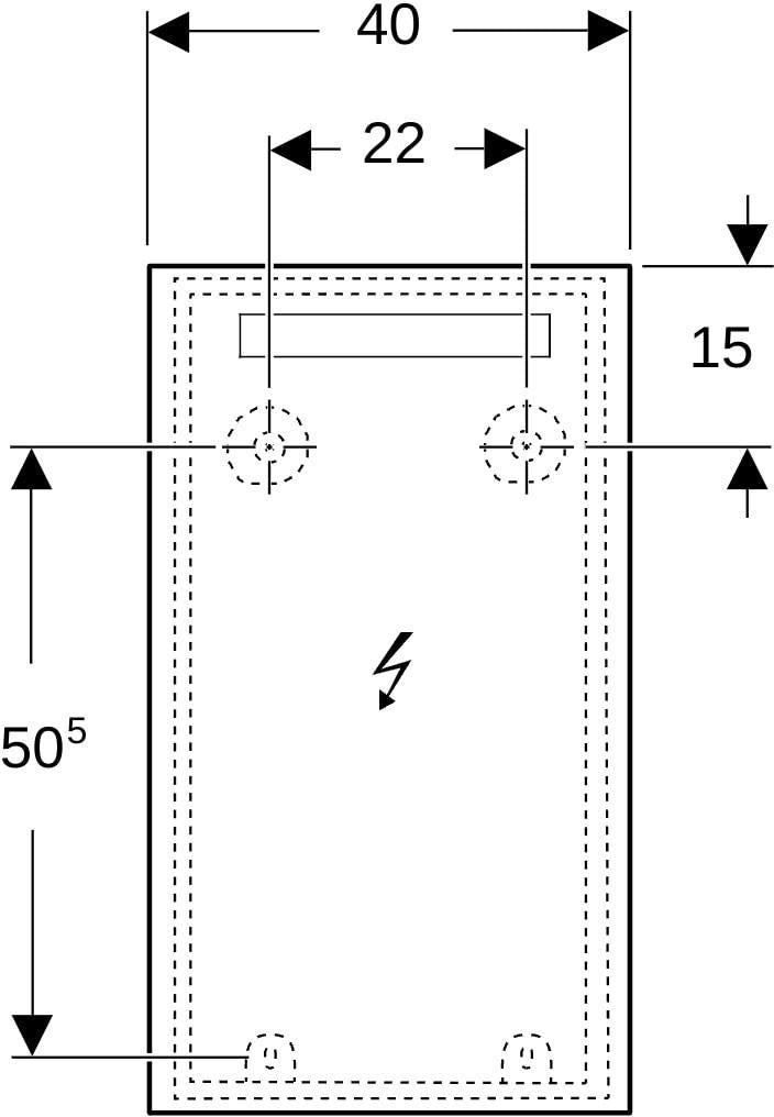 Geberit Option Basic Lichtspiegel eckig 50x70cm mit LED-Beleuchtung oben, Aluminium eloxiert