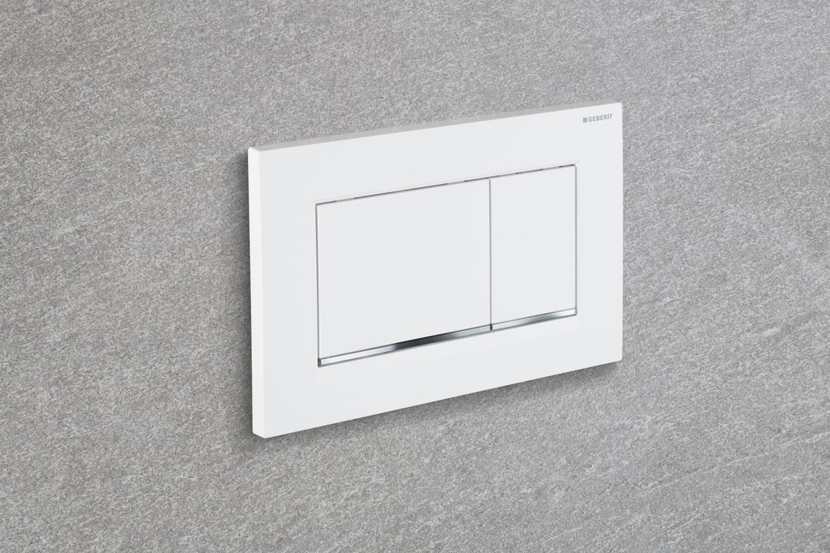 Geberit Sigma20 Betätigungsplatte eckig 2-Mengen-Spülung weiß glänzend chrom