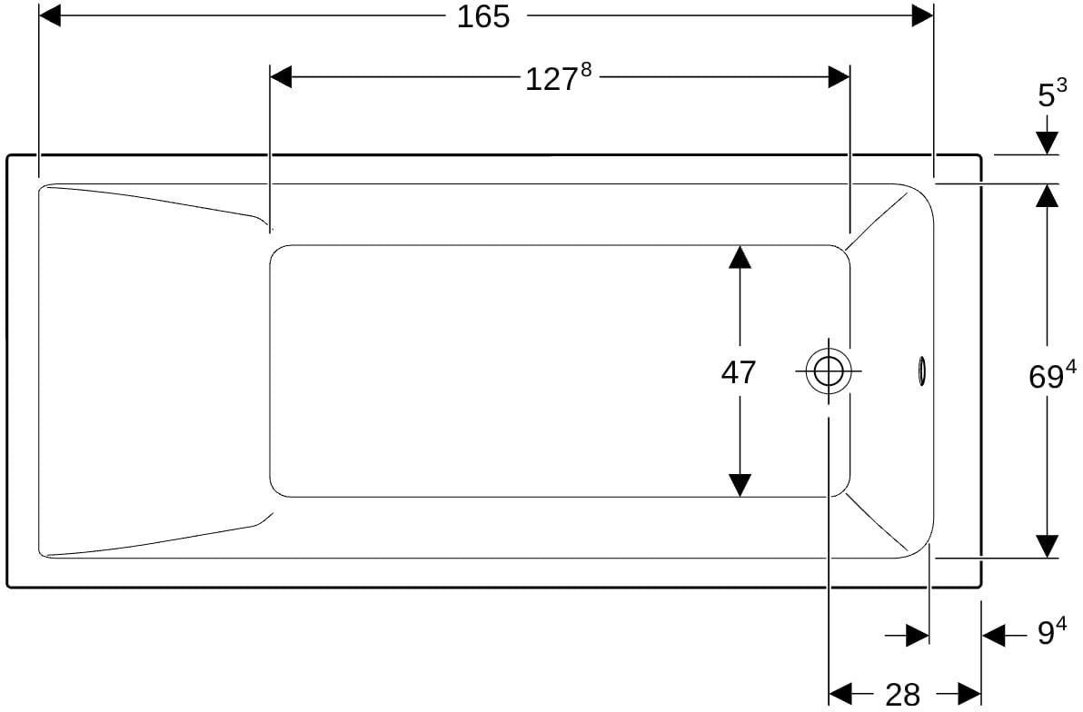 GEBERIT Renova Plan Rechteckbadewanne 170x75x42 cm weiß, Sanitäracryl, 1-Sitzer