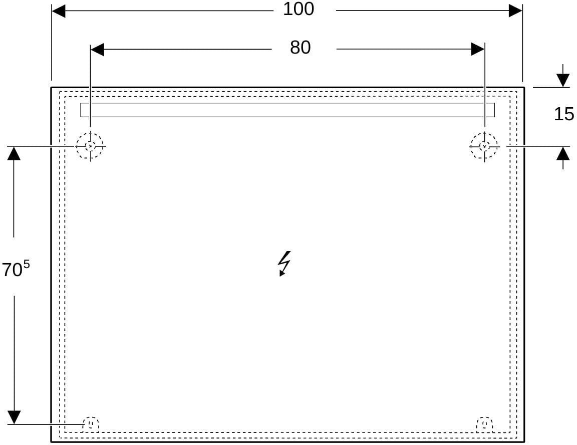 Geberit Option Basic Lichtspiegel eckig 50x70cm mit LED-Beleuchtung oben, Aluminium eloxiert