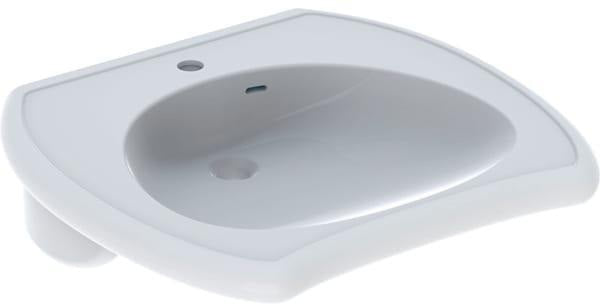 GEBERIT Vitalis WT barrierefreier Waschtisch 65x60 cm mit Hahnloch und Überlauf in Weiß