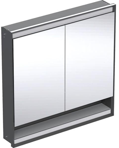 Geberit ONE Spiegelschrank mit Nische & ComfortLight, 2 Türen, 75x90x15 cm, schwarz matt
