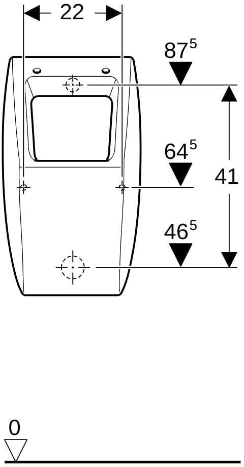 Geberit Pareo Deckelurinal weiß KeraTect – Zulauf hinten, Abgang hinten, 30 cm