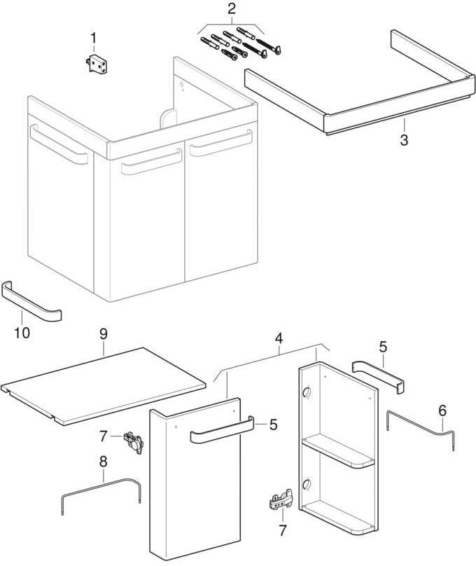 Geberit Renova Comfort Waschtischunterschrank 65 cm, 2 Türen, weiß matt, wandhängend