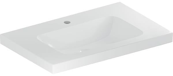Geberit iCon Light Waschtisch 75x48 cm mit Ablagefläche, Hahnloch, Überlauf, weiß