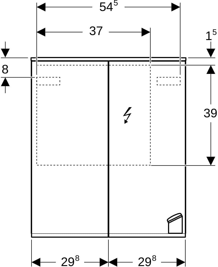 Geberit Option Plus Spiegelschrank mit LED-Beleuchtung, zwei Türen, 75x70x17,2 cm, verspiegelt